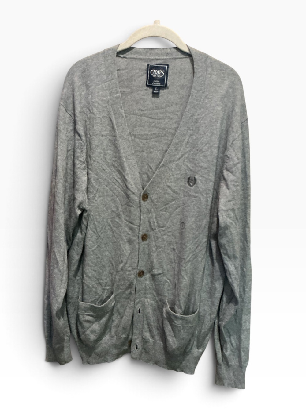 CHAPS Cashmere Cotton Mens Grey Sweater